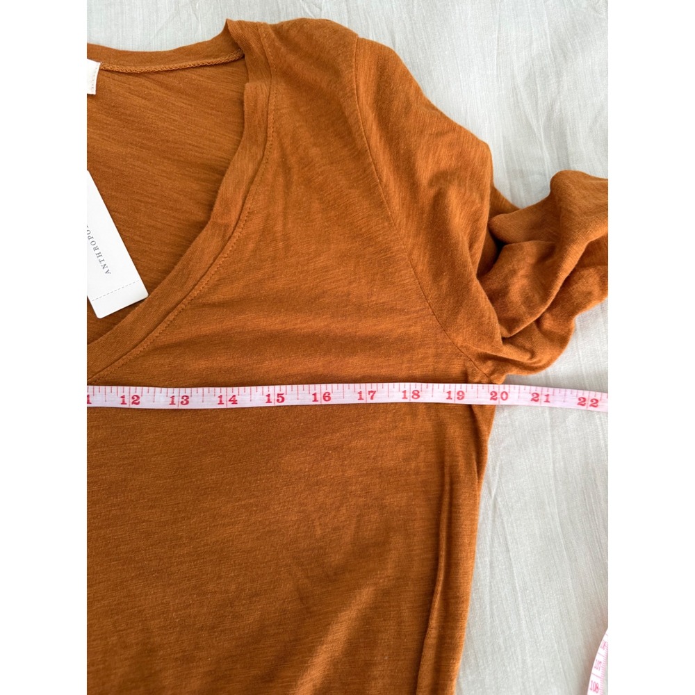 Anthropologie t.la Peplum V Neck Long Sleeve Top Rust Caramel NWT Medium - Picture 7 of 8